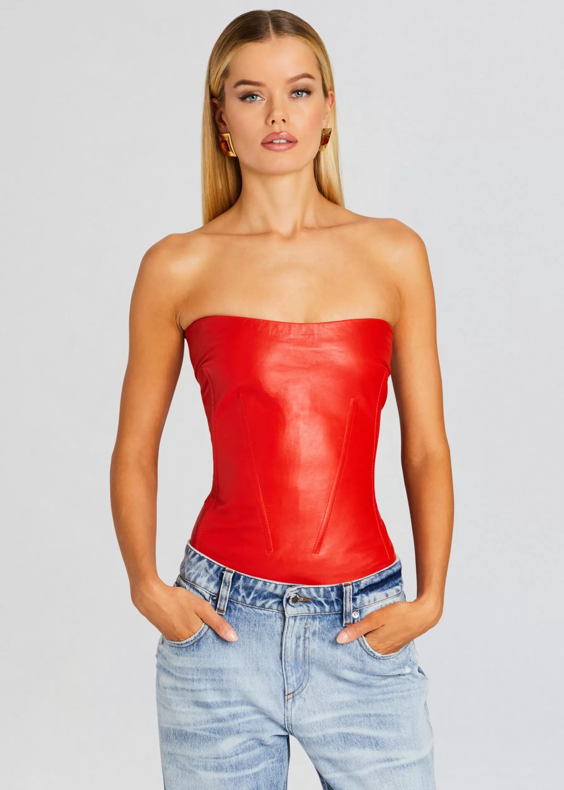 Retrofete Veda Leather Top Fiery Red Outlet