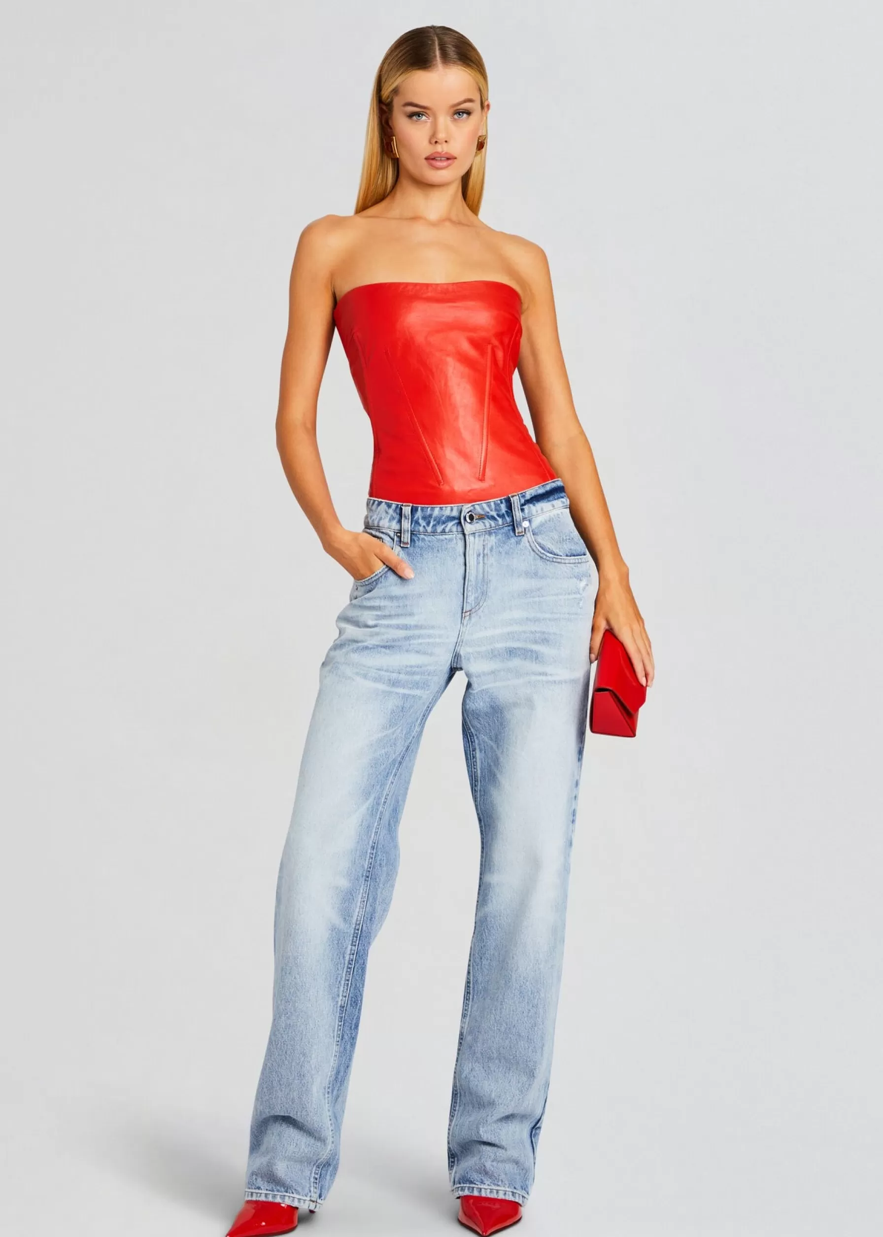 Retrofete Veda Leather Top Fiery Red Online