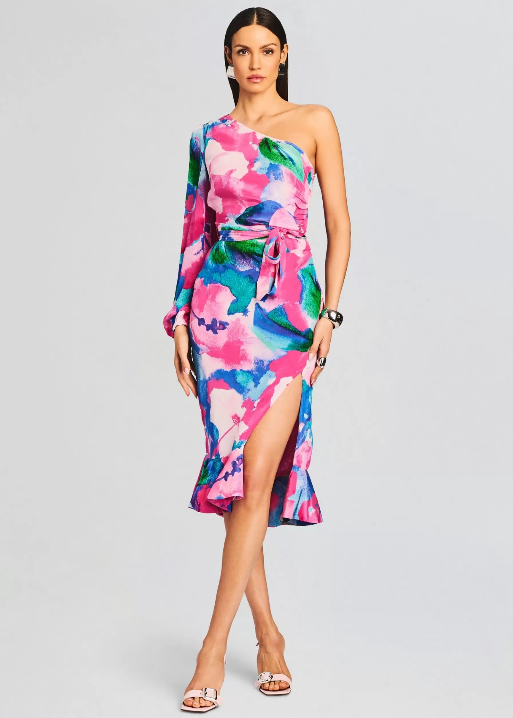 Retrofete Vesa One Shoulder Midi Dress Multicolor Best Sale