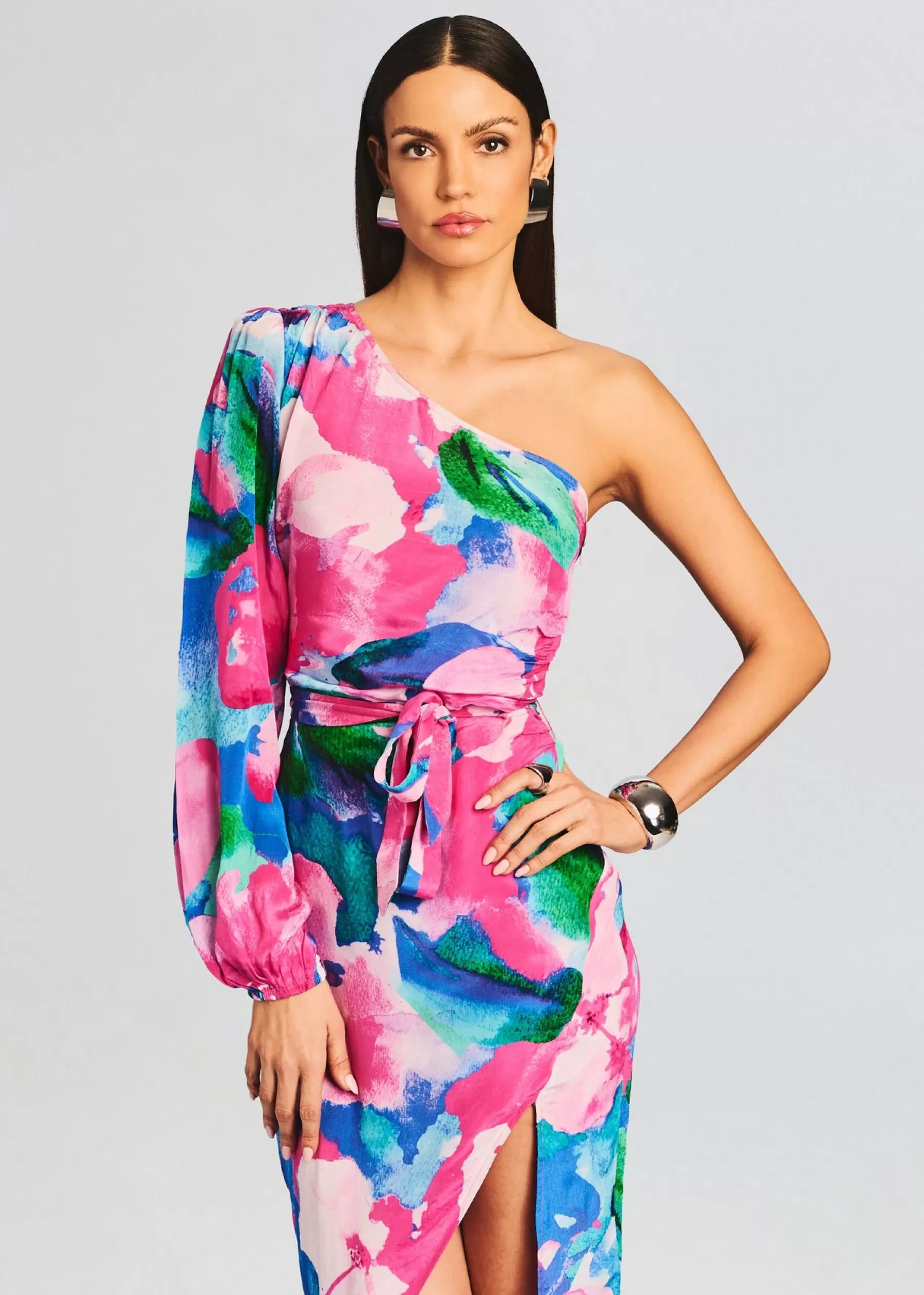 Retrofete Vesa One Shoulder Midi Dress Multicolor Cheap