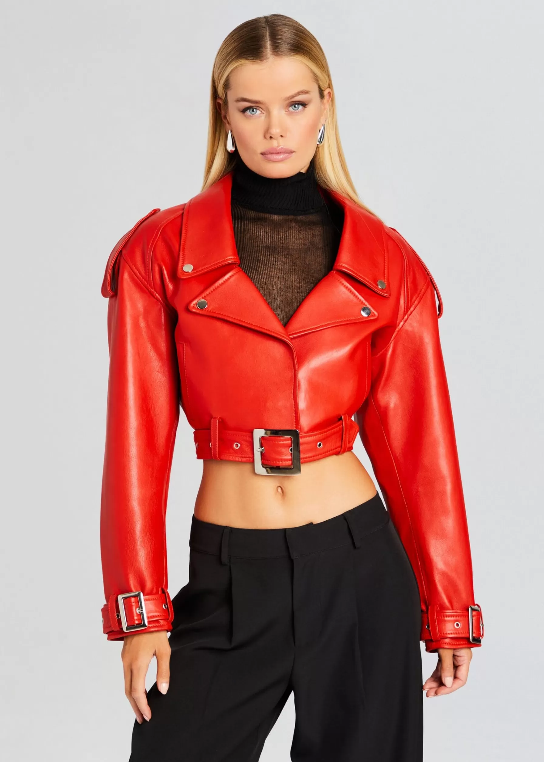 Retrofete Victoria Leather Jacket Fiery Red Outlet