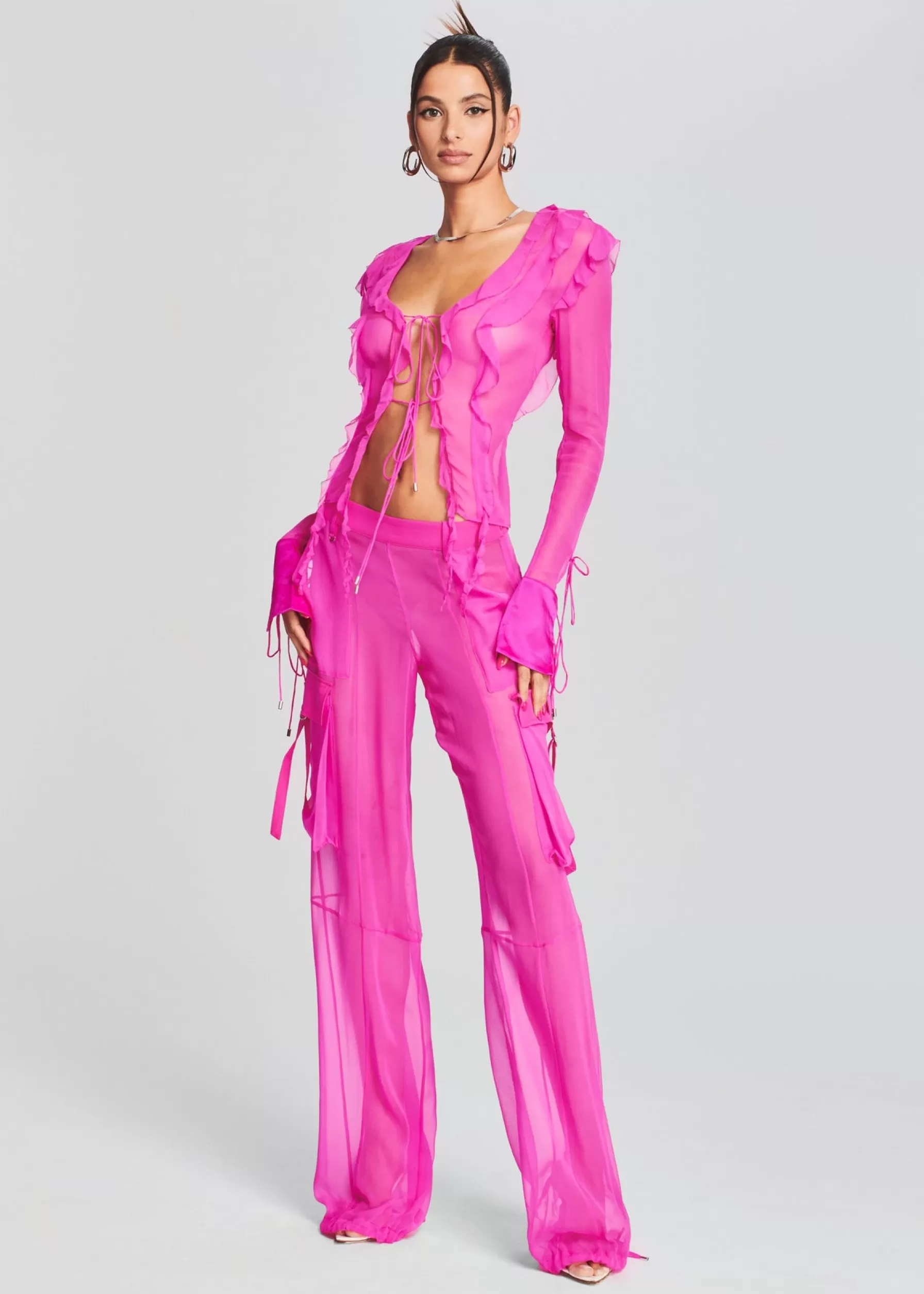 Retrofete Viviane Silk Chiffon Pant Neon Pink Cheap