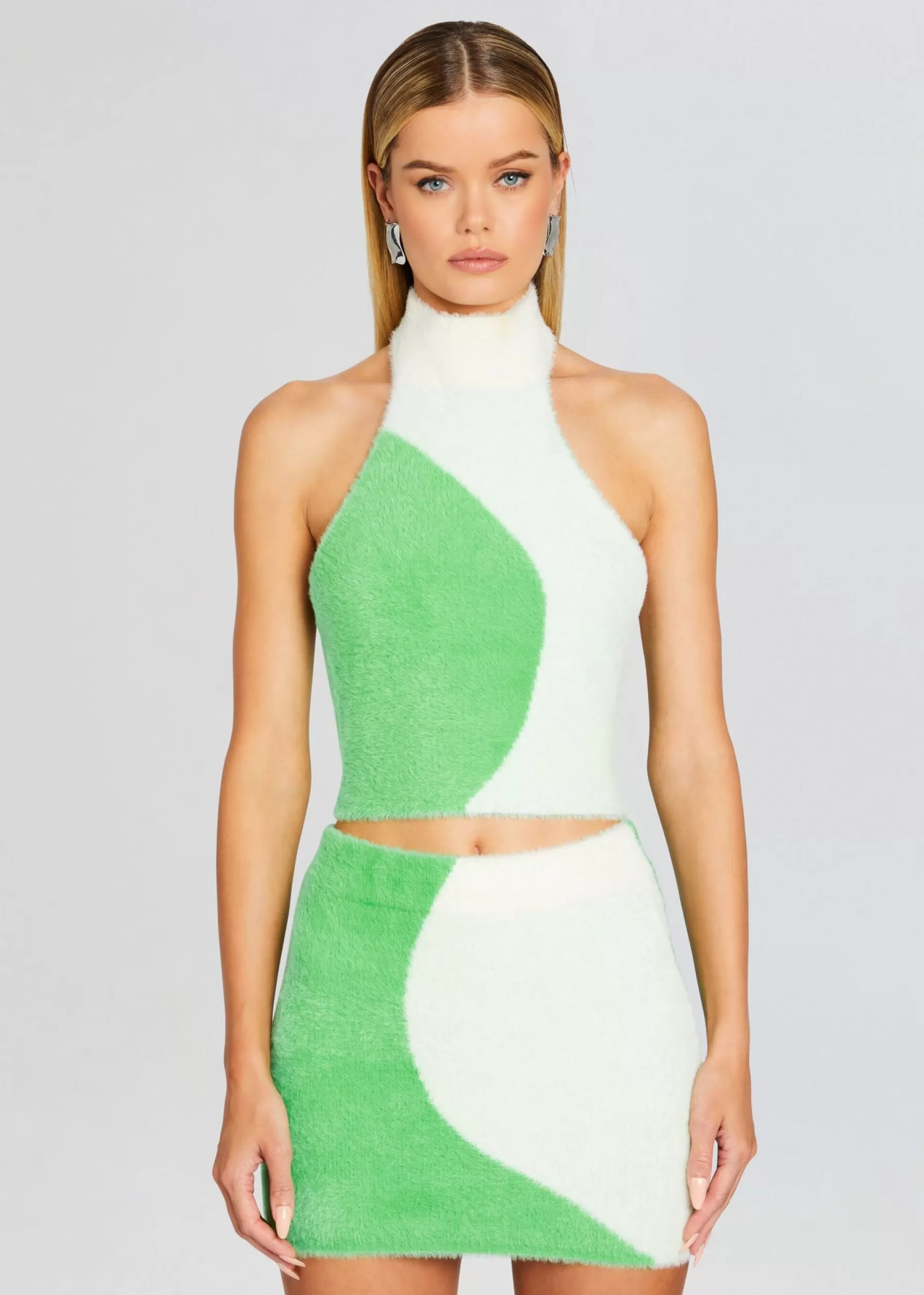 Retrofete Wilma Fuzzy Crop Top Pistachio/Cream Store