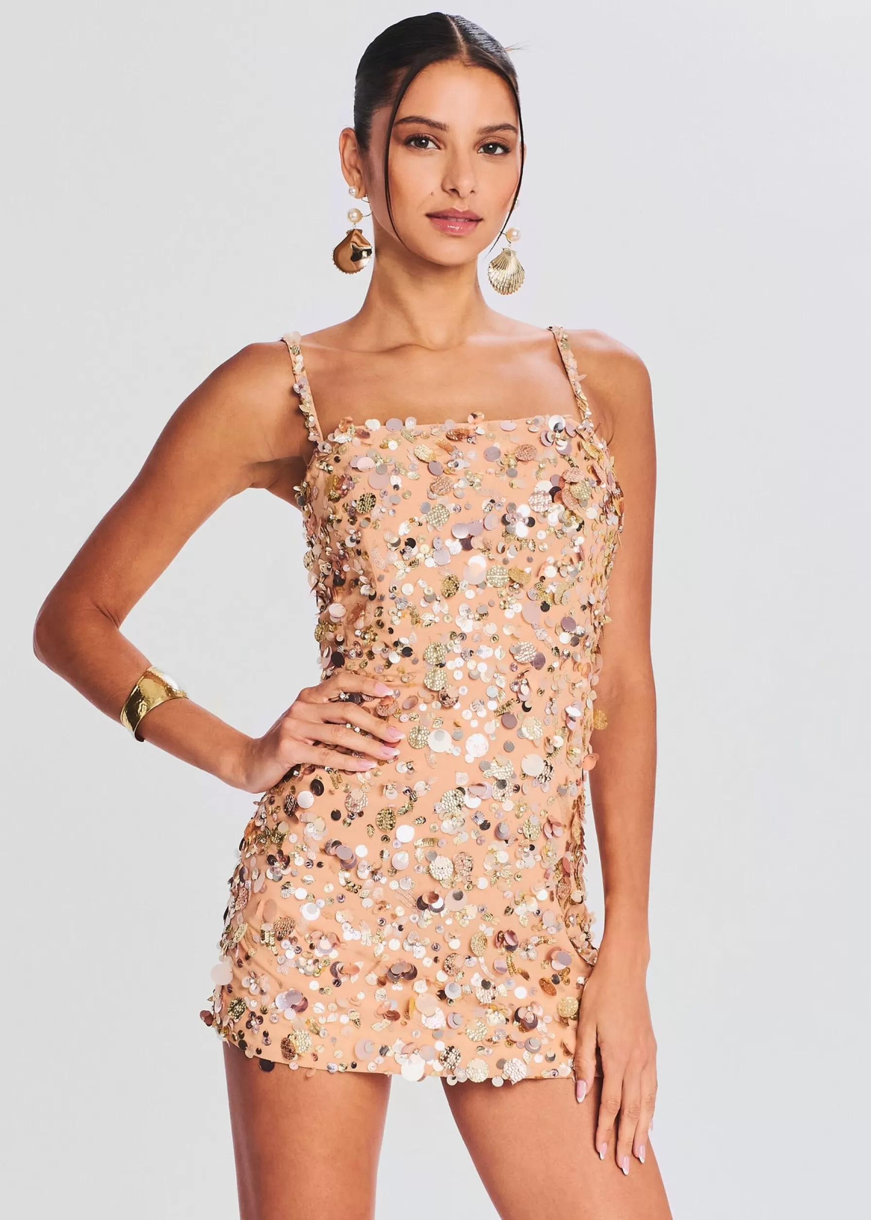 Retrofete Zhuri Embellished Dress Gold Seashell Shop