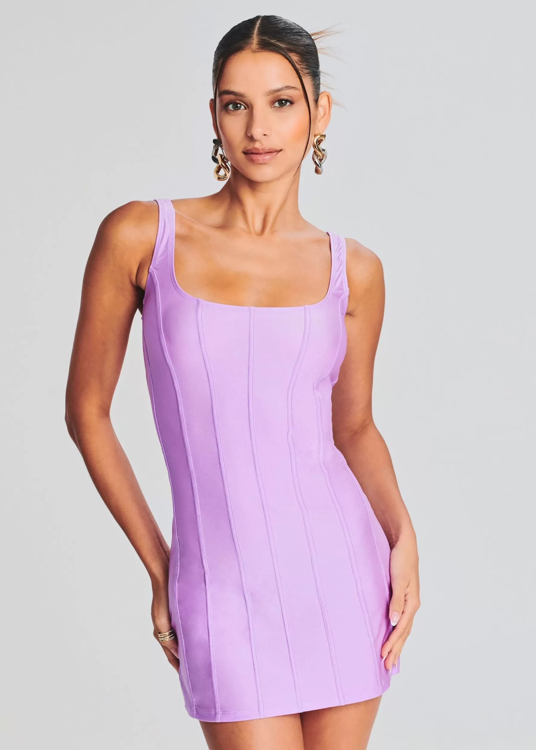 Retrofete Zoe Lycra Mini Dress Lilac Purple Outlet